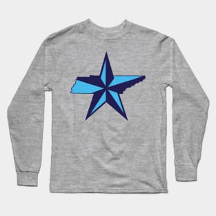 Tennessee Star - Light & Dark Blue Long Sleeve T-Shirt